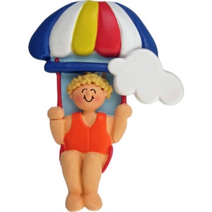 Parasailing Male Blonde Personalized Christmas Ornament, Christmas Decoration for Tree, Christmas Tree Ornament