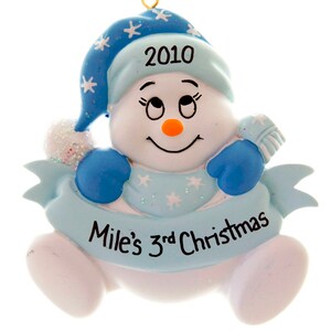 Snowbaby Blue Personalized Christmas Ornament , Baby Christmas Ornament, Christmas Decoration for Tree, Christmas Tree Ornament