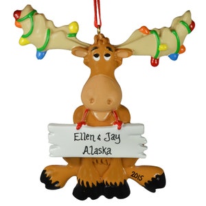 Christmas Moose Personalized Christmas Ornament , Kids Christmas Ornament, Christmas Decoration for Tree, Christmas Tree Ornament