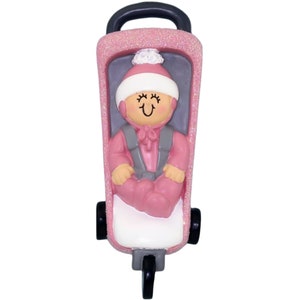 Child in Stroller Female Personalized Christmas Ornament