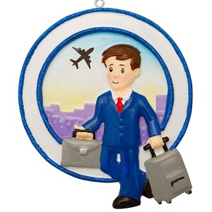 Flight Attendant Male Personalized Christmas Ornament - Occupation Ornament - Hand Personalized Christmas Ornament