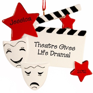 Drama Star Personalized Christmas Ornament, Drama Ornament, Theatre Ornament, Theater Personalized Christmas OrnamentChristmas Tree Ornament