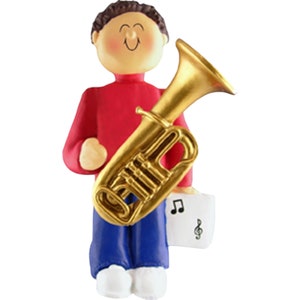 Musician Male Brunette Musical Instrument: Tuba Personalized Christmas Ornament, Christmas Decoration for Tree