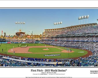 LA Dodgers 2025 World Series Panoramic Poster – Game Three First Pitch (13.5x39)2145