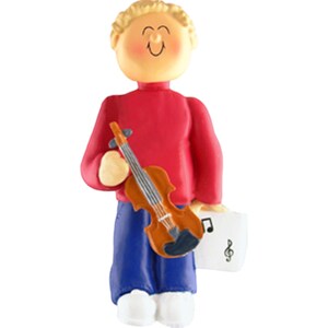 Musician Male Blonde Musical Instrument: Violin Personalized Christmas Ornament, Christmas Decoration for Tree