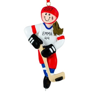 ICE Hockey Player Girl Personalized Christmas Ornament / Hockey Player Ornament/Sport Ornament