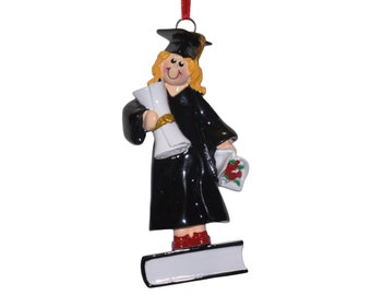 Personalized Graduation Ornament: Blonde Girl, Keepsake Christmas Tree Decoration