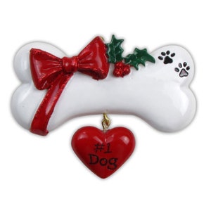 Dog Bone with Bow Personalized Christmas Ornament, Pet Christmas Ornament, Christmas Decoration for Tree, Christmas Tree Ornament