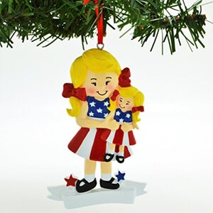 American Girl Doll Blonde Personalized Christmas Ornament, Little Girl Ornament, Personalized Girl Christmas Ornament
