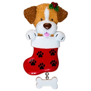 Dog In Stocking Personalized Christmas Ornament, Pet Christmas Ornament, Christmas Decoration for Tree, Christmas Tree Ornament