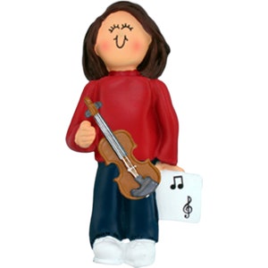 Musician Female Brunette Musical Instrument: Violin Personalized Christmas Ornament, Christmas Decoration for Tree, Christmas Tree Ornament
