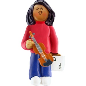 Musician Female African-American Musical Instrument: Violin Personalized Christmas Ornament, Christmas Decoration for Tree
