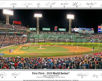 Boston Red Sox 2018 World Series Game 1 Panoramic Poster, Facsimile Signatures