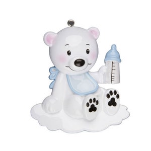 Baby Polar Bear Blue Personalized Christmas Ornament, Baby Christmas Ornament, Christmas Decoration for Tree, Christmas Tree Ornament