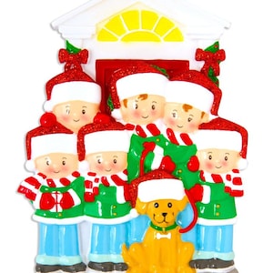 Family Of 6 with Dog Personalized  Family Ornament, Kids Christmas Ornament, Christmas Decoration for Tree, Christmas Tree