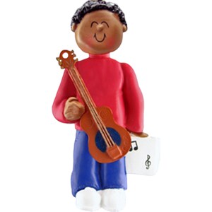 Musician Male African-American Musical Instrument: Guitar Personalized Christmas Ornament, Christmas Decoration for Tree