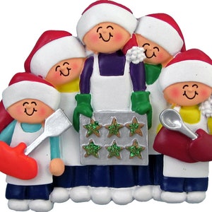 Family Baking Cookies Family of 5 Personalized Christmas Ornament ,Holiday Baking Ornament ,Christmas Cookies, Christmas Gift