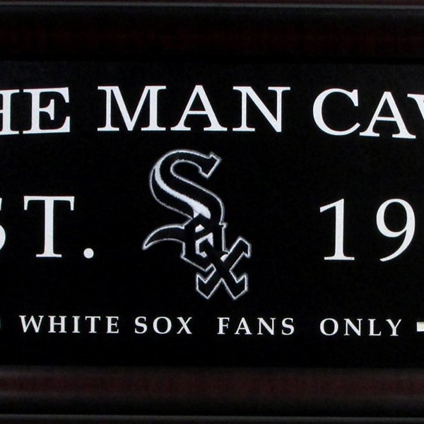 MLB Baseball Chicago White Sox Man Cave Sign Framed Deluxe Licensed Embroidered Team Emblem #2006