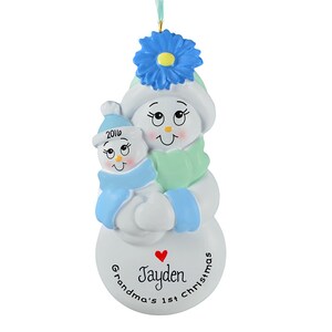 Grandmas 1st Christmas Blue Personalized Christmas Ornament , Christmas Decoration for Tree, Family Ornament