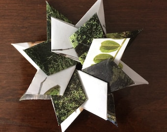 Paper Star Ornament--Bug ornament--recycled ornament--origami star