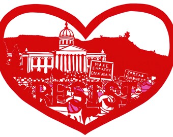 Women's March.  Greeting Card.  Resist.  Cut paper. Pussy Hat. Art card. Protest.