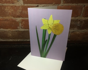 Daffodil Greeting Card: Cut Paper Art, Recycled Paper
