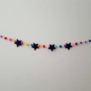 Navy Star Pompom garland