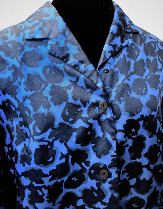 Vintage Volup 1960s Blue Jacket with Black Floral… - image 2