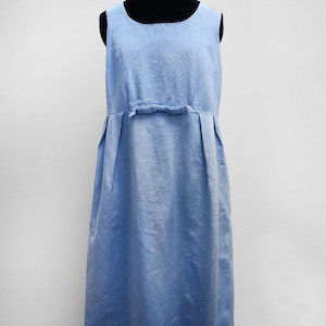Volup Vintage 1950s Blue Sleeveless Evening Dress with Empire Line Bow, 42in Bust (L)