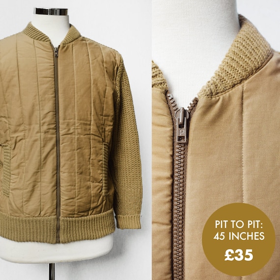 Vintage 1980s St Michael Beige Zip Front Knitted … - image 1