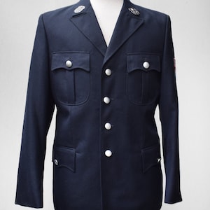 Vintage 1980s Navy German Fire Brigade Uniform, 41in Chest (M)