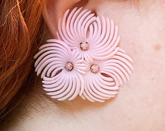 Vintage 1950s Pink Plastic Bouquet Earrings