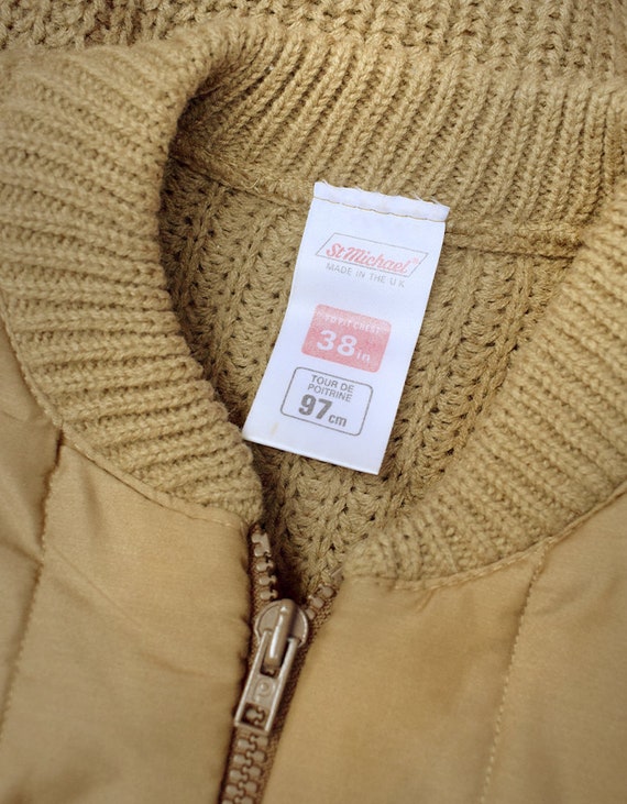 Vintage 1980s St Michael Beige Zip Front Knitted … - image 4