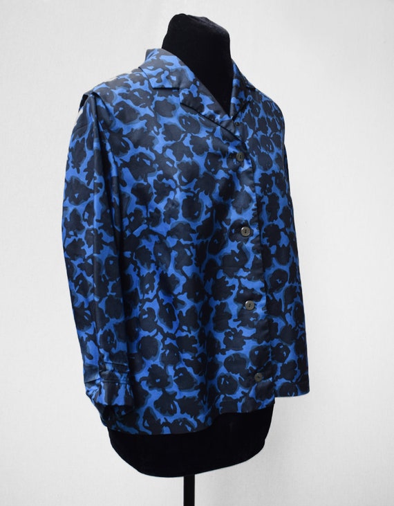 Vintage Volup 1960s Blue Jacket with Black Floral… - image 5