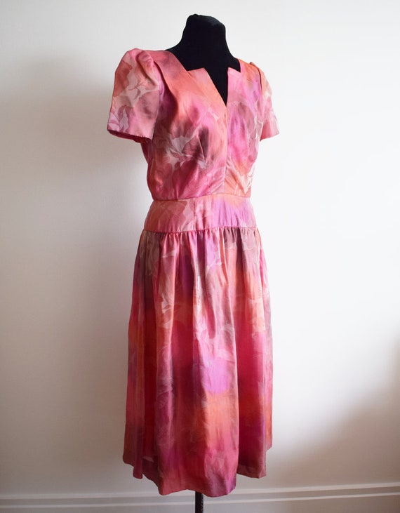 SALE! Vintage 1980s Pink and Orange Floral Dress,… - image 4