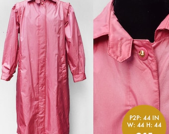 Volup Vintage 1980s Pink Collared Button Fronted Raincoat, 44in Bust (L)