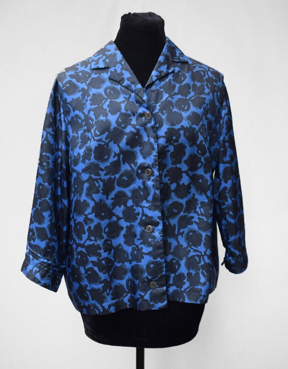 Vintage Volup 1960s Blue Jacket with Black Floral… - image 6