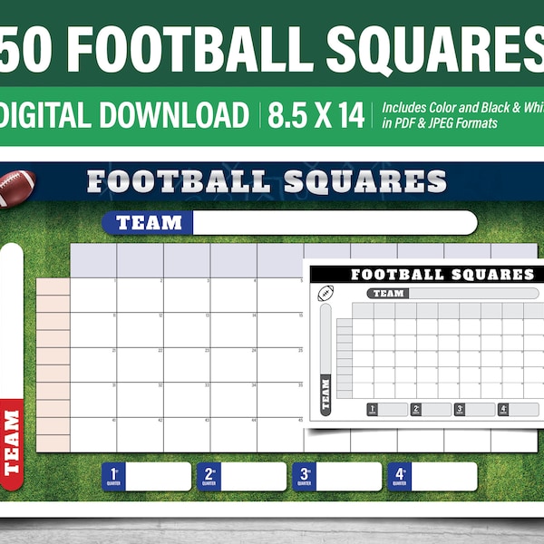 Football Squares Templates Etsy