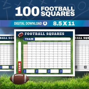 Football Squares - 100 Squares - 8.5x11