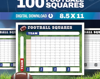 Football Squares - 100 Squares - 8.5x11