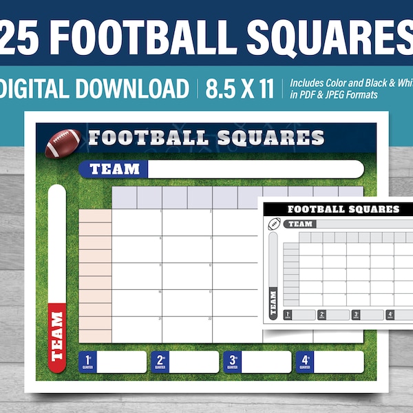 Football Squares Printable Etsy