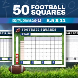 Football Squares - 50 Squares - 8.5x11