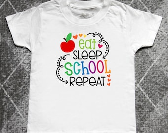 Custom Apparel R Us Eat Sleep School Repeat Boys Girls Graphic Tees Short Sleeve