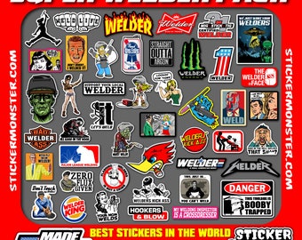 SUPER WELDER (40+) Hard Hat Stickers Toolbox Decals, Welding Helmet, Hood, welding, welders, Hardhat Sticker FREE Shipping
