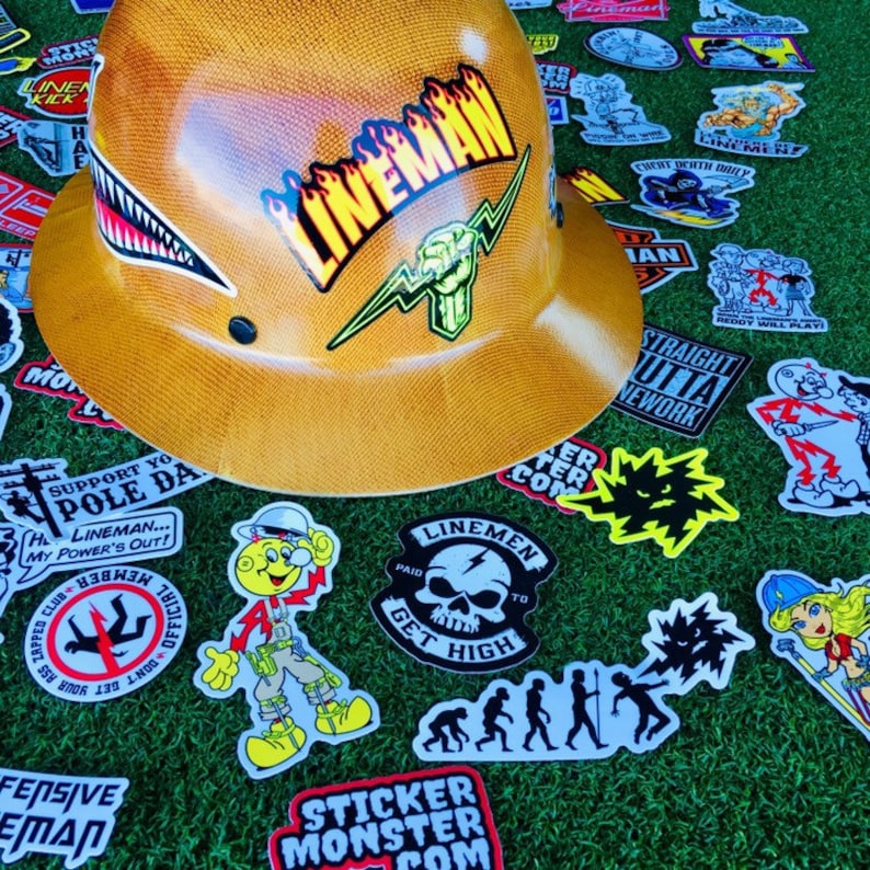 LINEMAN Hard Hat Stickers 64 total hardhat Sticker and Etsy