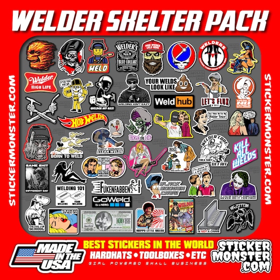 WELDER SKELTER 40 Hard Hat Stickers Toolbox Decals Welding | Etsy
