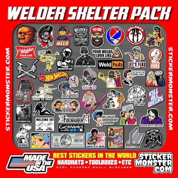 WELDER SKELTER (40+) Hard Hat Stickers Toolbox Decals, Welding Helmet, Hood, welding, welders, Hardhat Sticker FREE Shipping