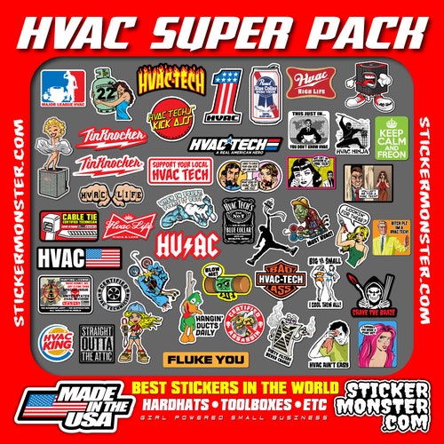 HVAC TECH HVACR 45+ Hard Hat Stickers HardHat Sticker & Decals Heating & Air 