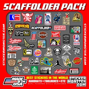 SCAFFOLDER Hard Hat Stickers, 40+ hardhat Sticker and Decals, Helmet, Scaffold, Carpenter, Scaffold Erector Builder, FREE SHIPPING