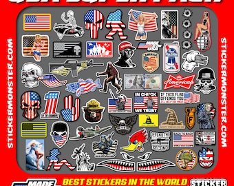 USA SUPER PACK Hard Hat Stickers (50+) HardHat Sticker and Decals, Helmet, Tool & Lunch Box, Welder, 2a, Merica, hood, Free Shipping